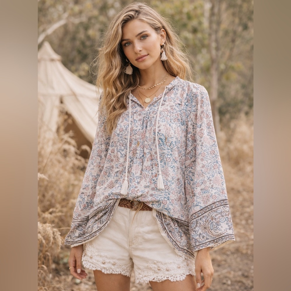 Ulla Johnson Rhia Peasant Floral Dainty Top Size 0 Cottagecore Festival Boho